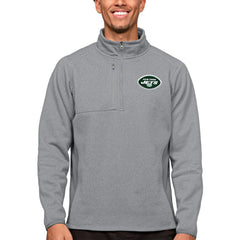 New York Jets Antigua Course Quarter-Zip Pullover Top Heathered Gray
