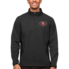 San Francisco 49ers Antigua Course Quarter-Zip Pullover Top Heathered Black