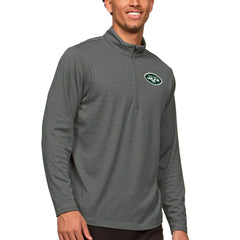 New York Jets Antigua Epic Quarter-Zip Pullover Top Heathered Charcoal