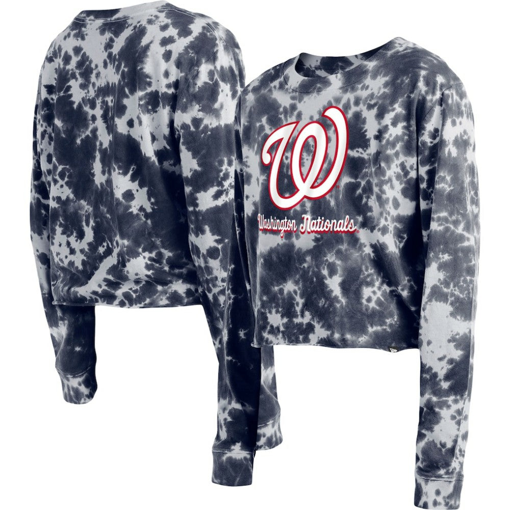Washington Nationals New Era Women's Tie-Dye Cropped Long Sleeve T-Shirt - Navy - New Era Online