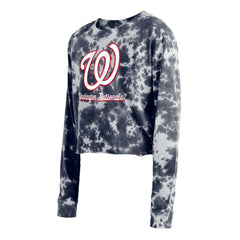 Washington Nationals New Era Women's Tie-Dye Cropped Long Sleeve T-Shirt - Navy - New Era Online