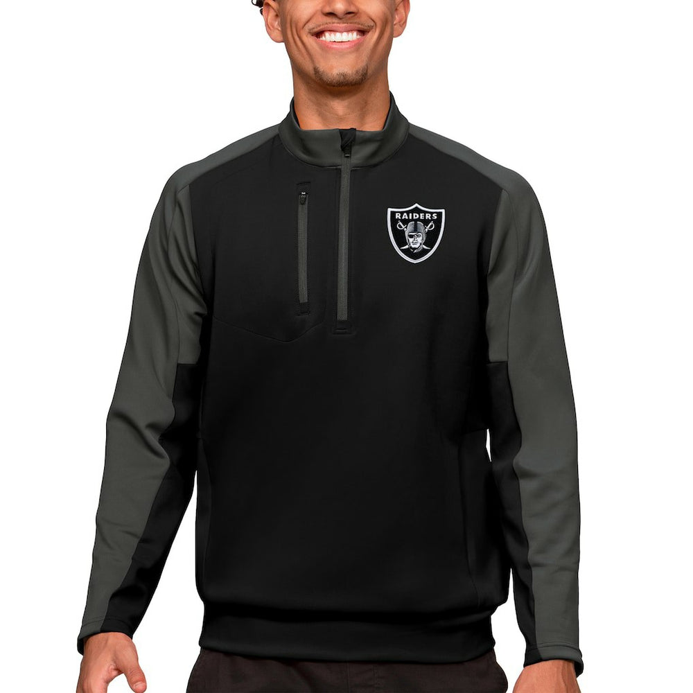 Las Vegas Raiders Antigua Team Quarter-Zip Pullover Top Black