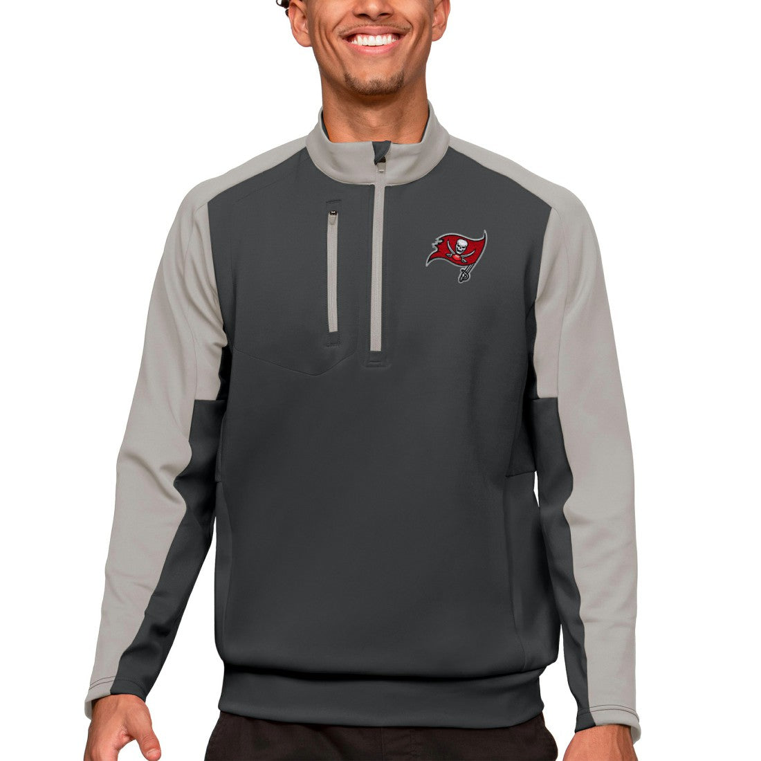Tampa Bay Buccaneers Antigua Team Quarter-Zip Pullover Top Charcoal