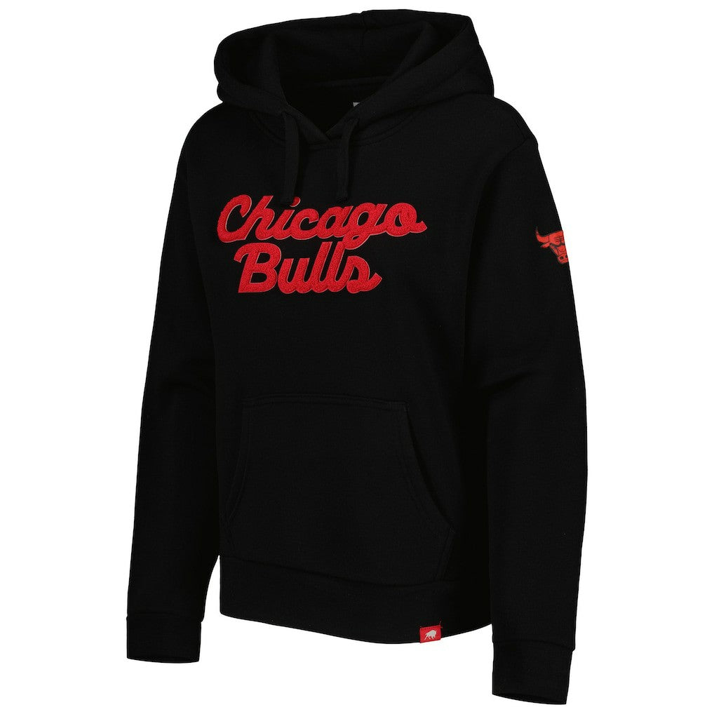 Chicago Bulls Sportiqe Women's Leona Ava Fleece Tri-Blend Pullover Hoodie Black