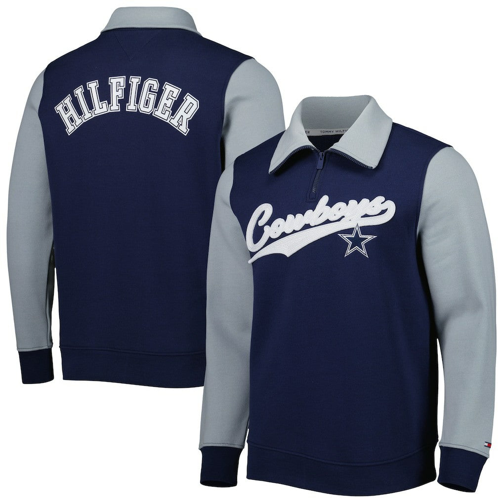 Dallas Cowboys Tommy Hilfiger Aiden Quarter-Zip Sweatshirt Navy/Silver