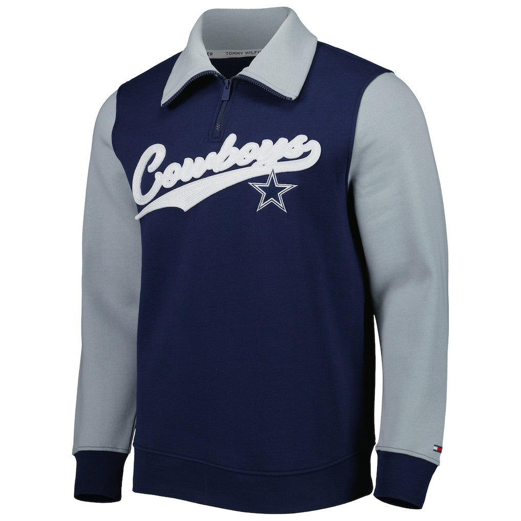 Dallas Cowboys Tommy Hilfiger Aiden Quarter-Zip Sweatshirt Navy/Silver