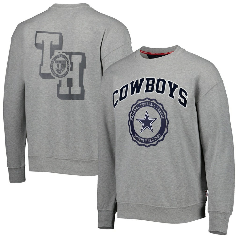 Dallas Cowboys Tommy Hilfiger Ronald Crew Sweatshirt Heather Gray