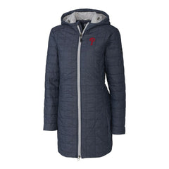 Philadelphia Phillies Cutter & Buck Women's Rainier Primaloft Eco Full-Zip Hoodie Long Coat - Heathered Navy - MLB Online