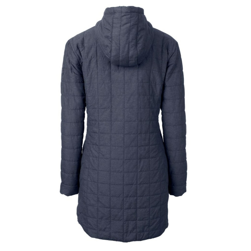New York Yankees Cutter & Buck Women's Rainier Primaloft Eco Full-Zip Hoodie Long Coat - Heathered Navy - MLB on Sale