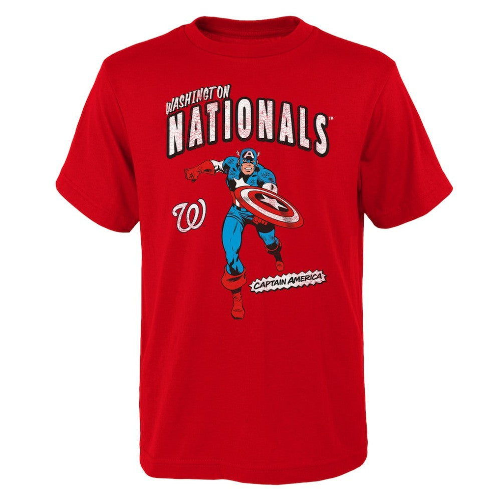 Washington Nationals Youth Team Captain America Marvel T-Shirt - Red - MLB on Sale