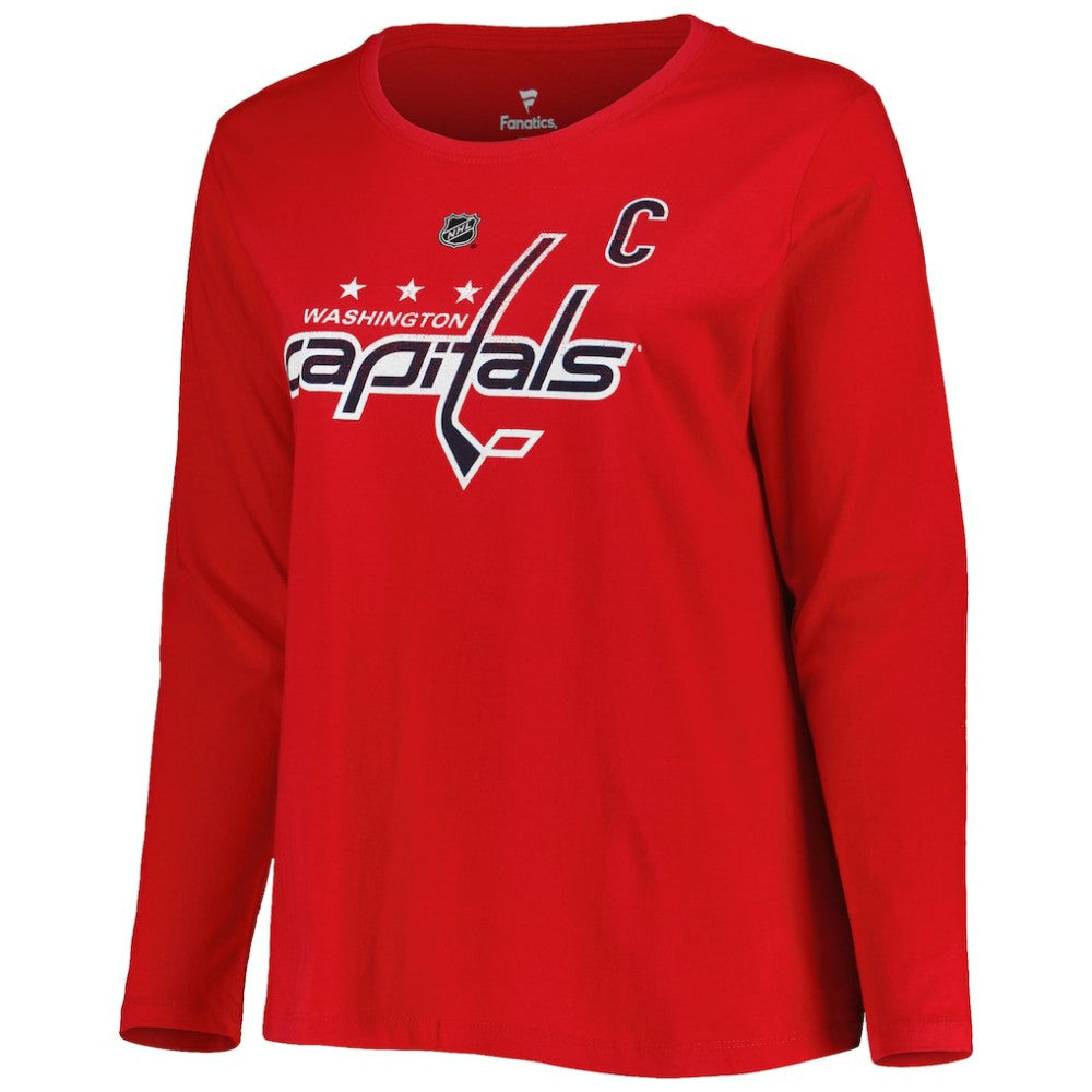 Washington Capitals Profile Women's Plus Size Distressed Printed Name & Number Long Sleeve T-Shirt - Red - NHL 5014724