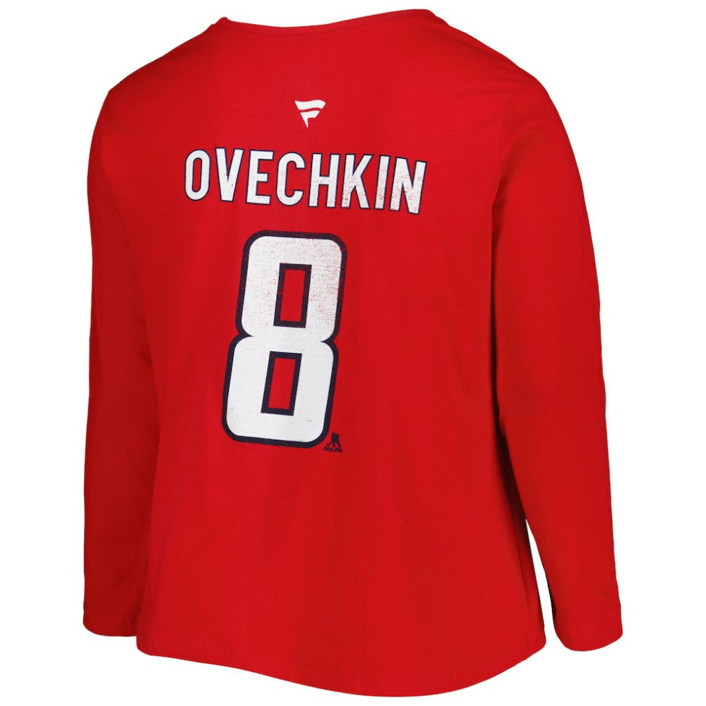 Washington Capitals Profile Women's Plus Size Distressed Printed Name & Number Long Sleeve T-Shirt - Red - NHL 5014724