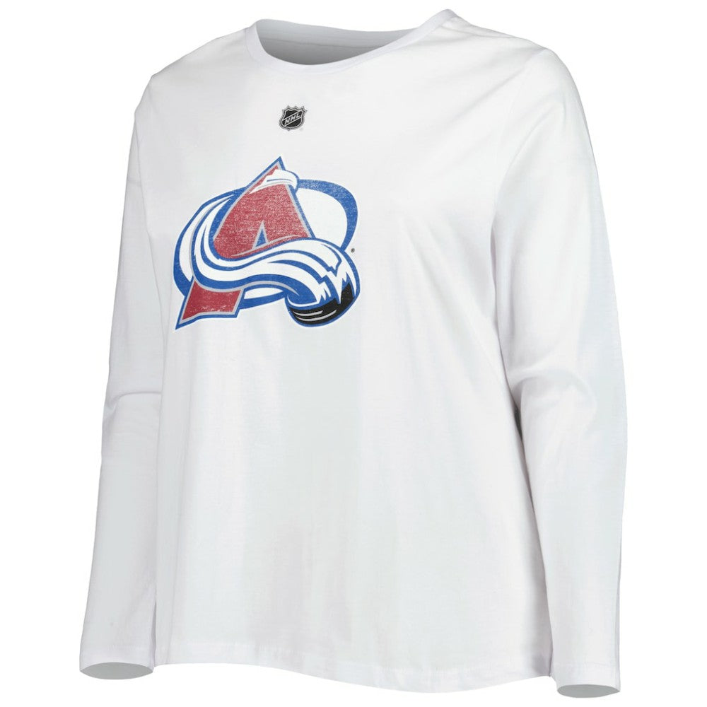 Colorado Avalanche Profile Women's Plus Size Distressed Printed Name & Number Long Sleeve T-Shirt - White - NHL 5014726