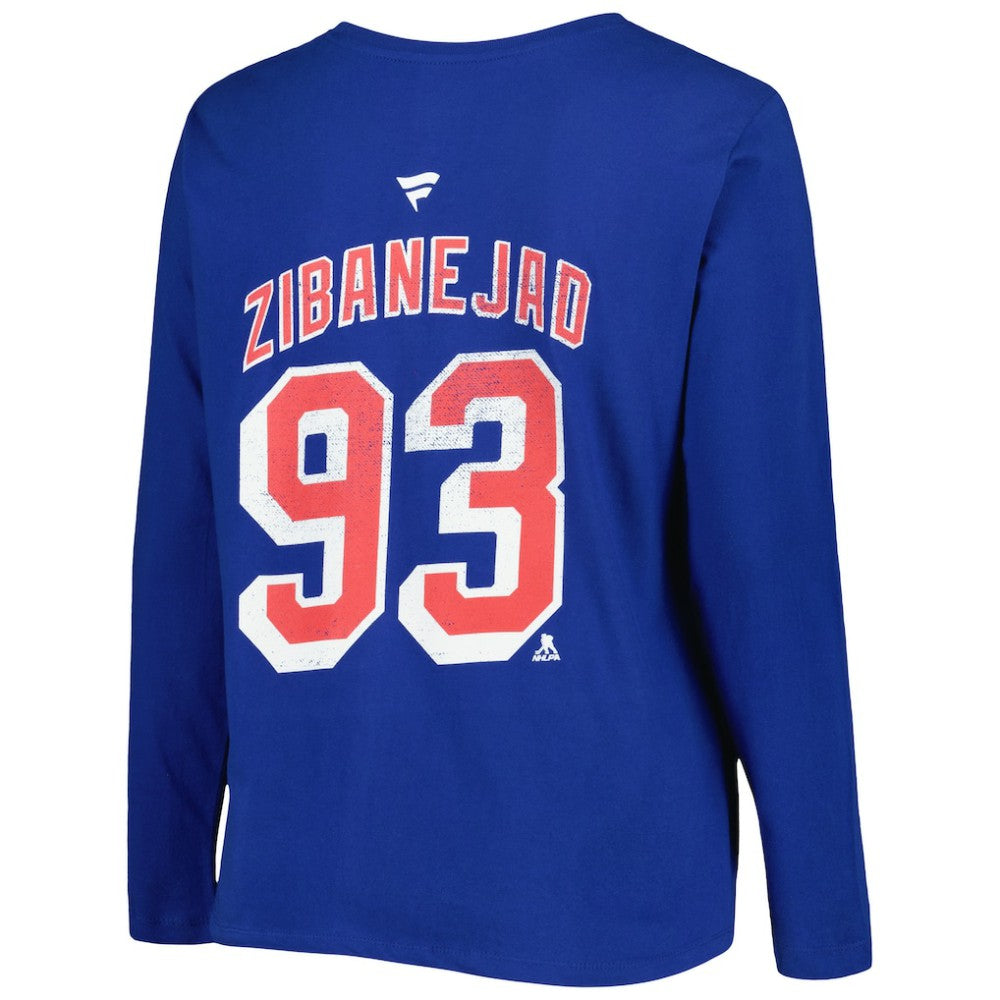 New York Rangers Profile Women's Plus Size Distressed Printed Name & Number Long Sleeve T-Shirt - Blue - NHL 5014727