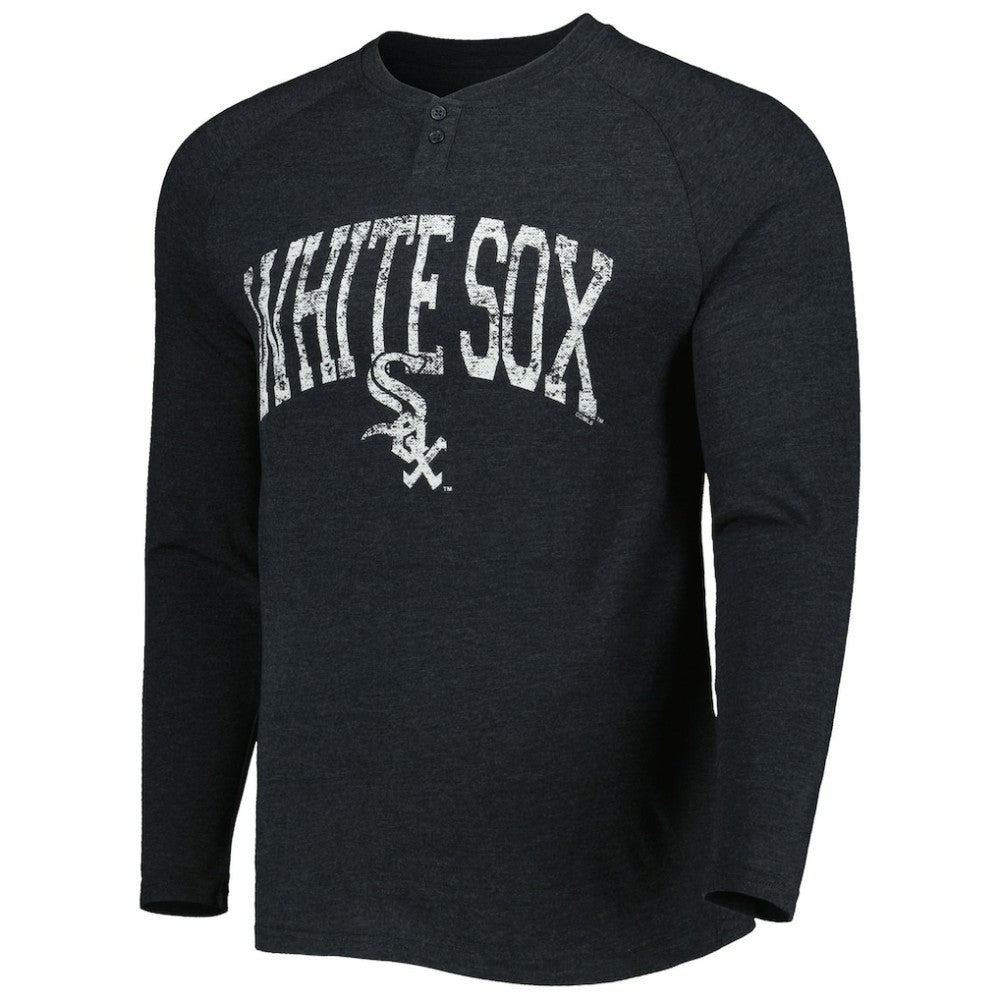 Chicago White Sox Concepts Sport Inertia Raglan Long Sleeve Henley Top - Heather Black - MLB Sale