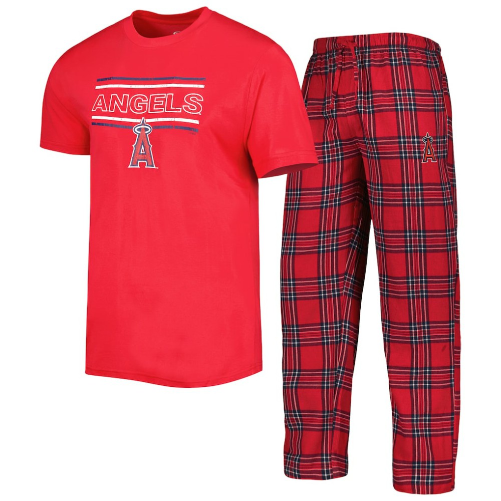 Los Angeles Angels Concepts Sport Badge Top & Pants Sleep Set - Red/Navy - MLB Lifestyle