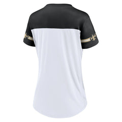 Fanatics New Orleans Saints Women's Dueling Slant V-Neck Lace-Up T-Shirt White