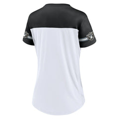 Fanatics Las Vegas Raiders Women's Dueling Slant V-Neck Lace-Up T-Shirt White