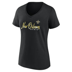 Fanatics New Orleans Saints Women's Shine Time V-Neck T-Shirt Black