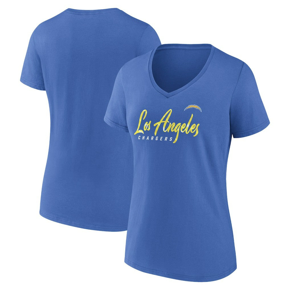 Fanatics Los Angeles Chargers Women's Shine Time V-Neck T-Shirt Powder Blue