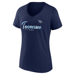 Fanatics Tennessee Titans Women's Shine Time V-Neck T-Shirt Navy