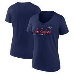 Fanatics New England Patriots Women's Shine Time V-Neck T-Shirt Navy