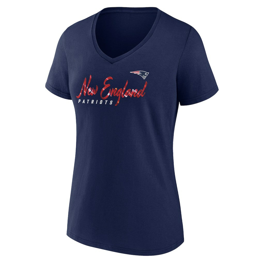Fanatics New England Patriots Women's Shine Time V-Neck T-Shirt Navy