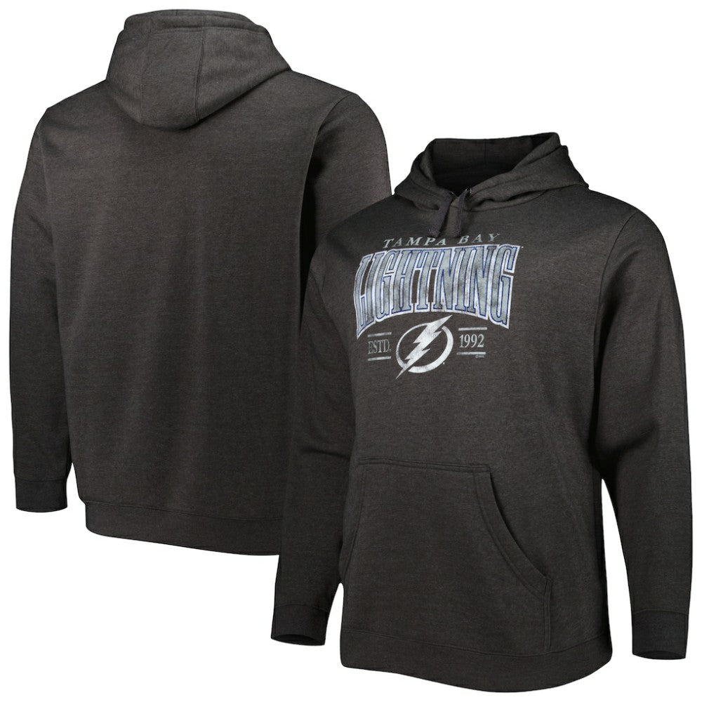 Tampa Bay Lightning Fanatics Big & Tall Dynasty Pullover Hoodie - Heather Charcoal - NHL 5017821