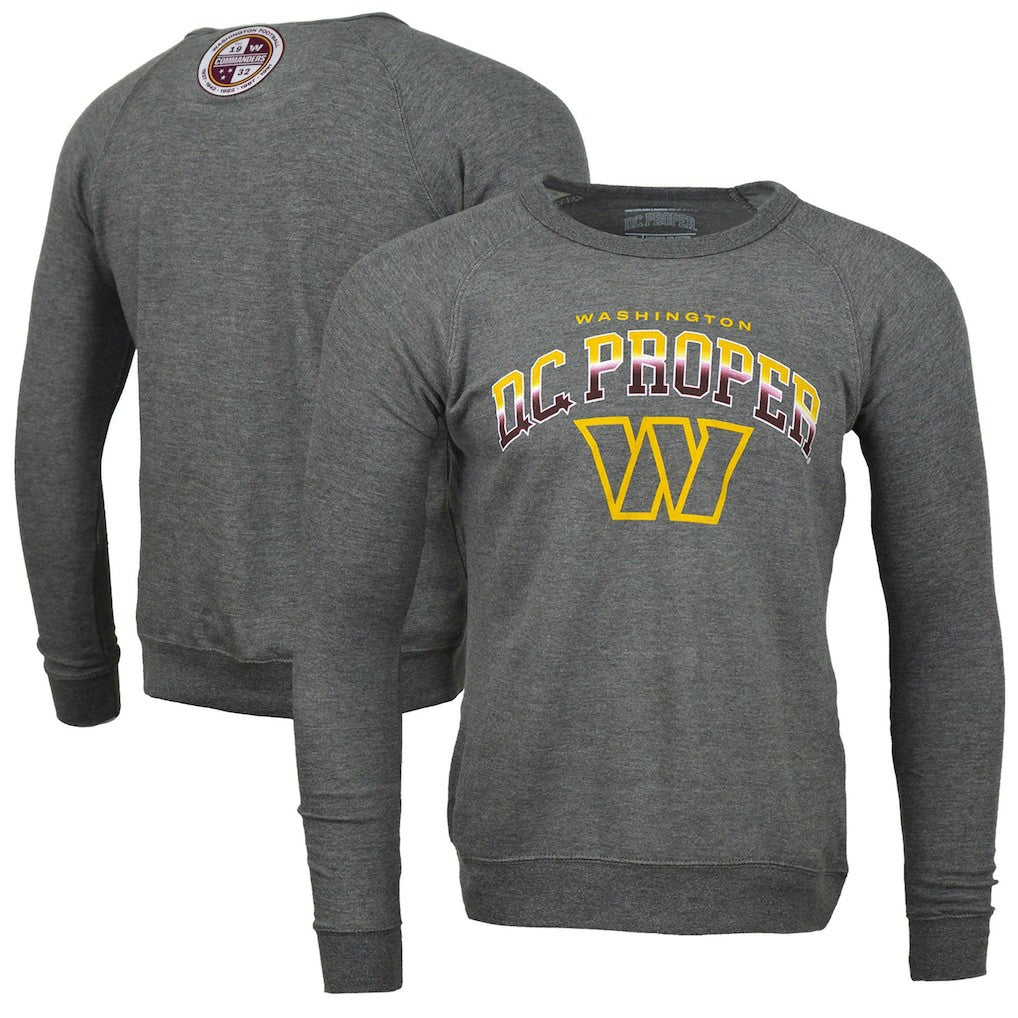 Washington Commanders DC PROPER Signature Raglan Vintage Pullover Sweatshirt Heather Gray