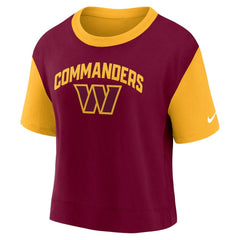 Nike Washington Commanders Women's High Hip Fashion T-Shirt Gold/Burgundy