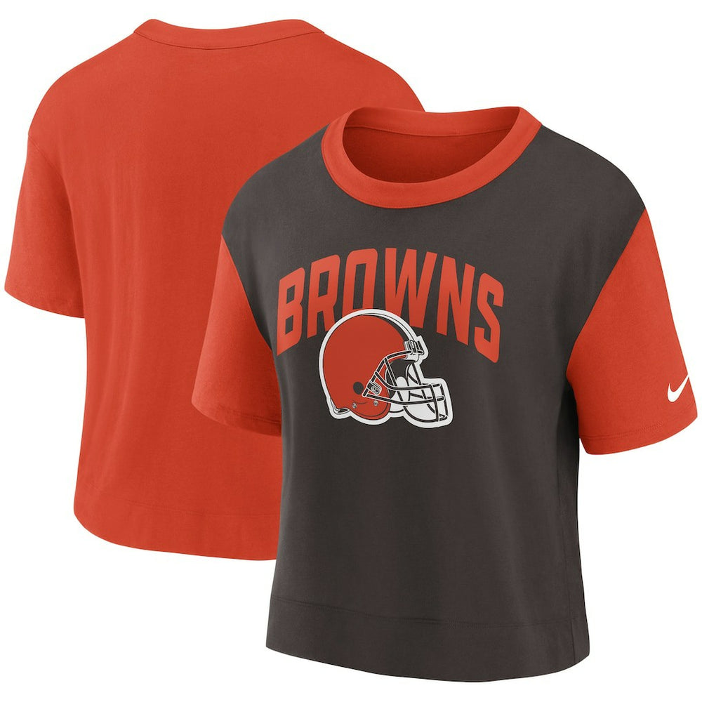 Nike Cleveland Browns Women's High Hip Fashion T-Shirt Orange/Brown
