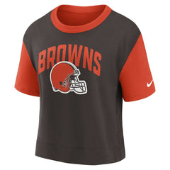 Nike Cleveland Browns Women's High Hip Fashion T-Shirt Orange/Brown