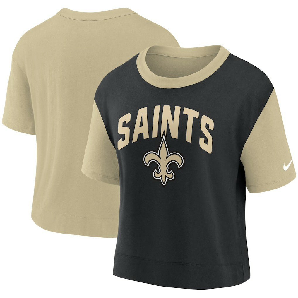 Nike New Orleans Saints Women's High Hip Fashion T-Shirt Gold/Black
