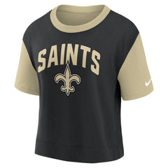 Nike New Orleans Saints Women's High Hip Fashion T-Shirt Gold/Black