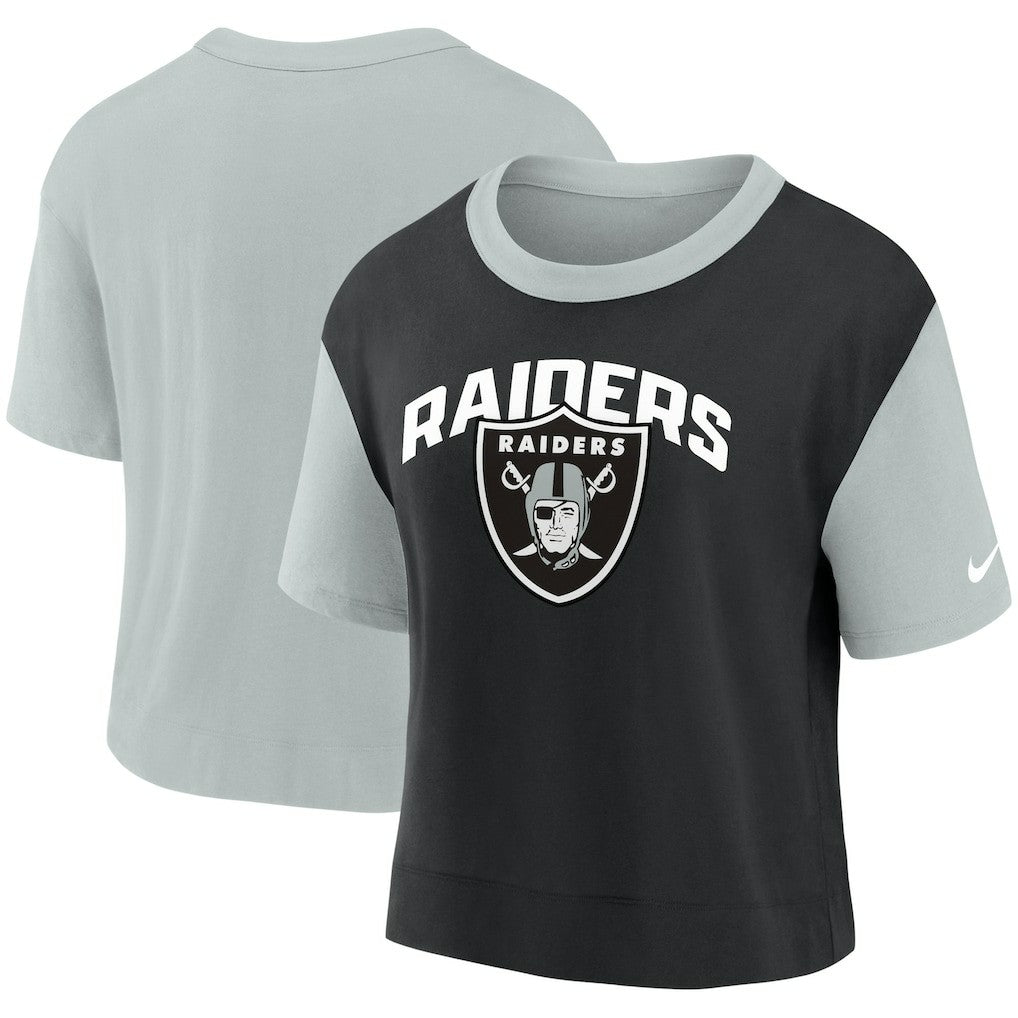 Nike Las Vegas Raiders Women's High Hip Fashion T-Shirt Silver/Black