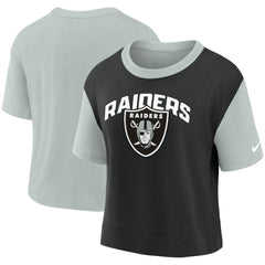 Nike Las Vegas Raiders Women's High Hip Fashion T-Shirt Silver/Black