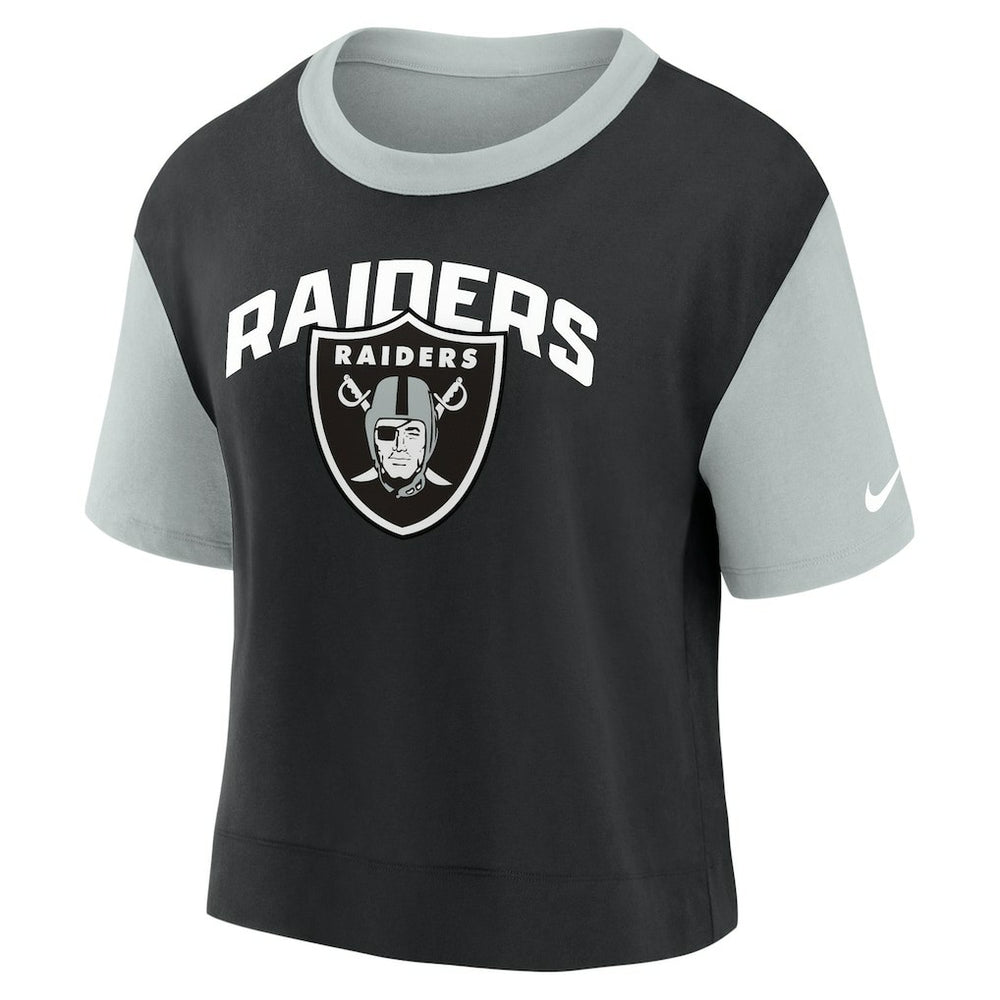 Nike Las Vegas Raiders Women's High Hip Fashion T-Shirt Silver/Black