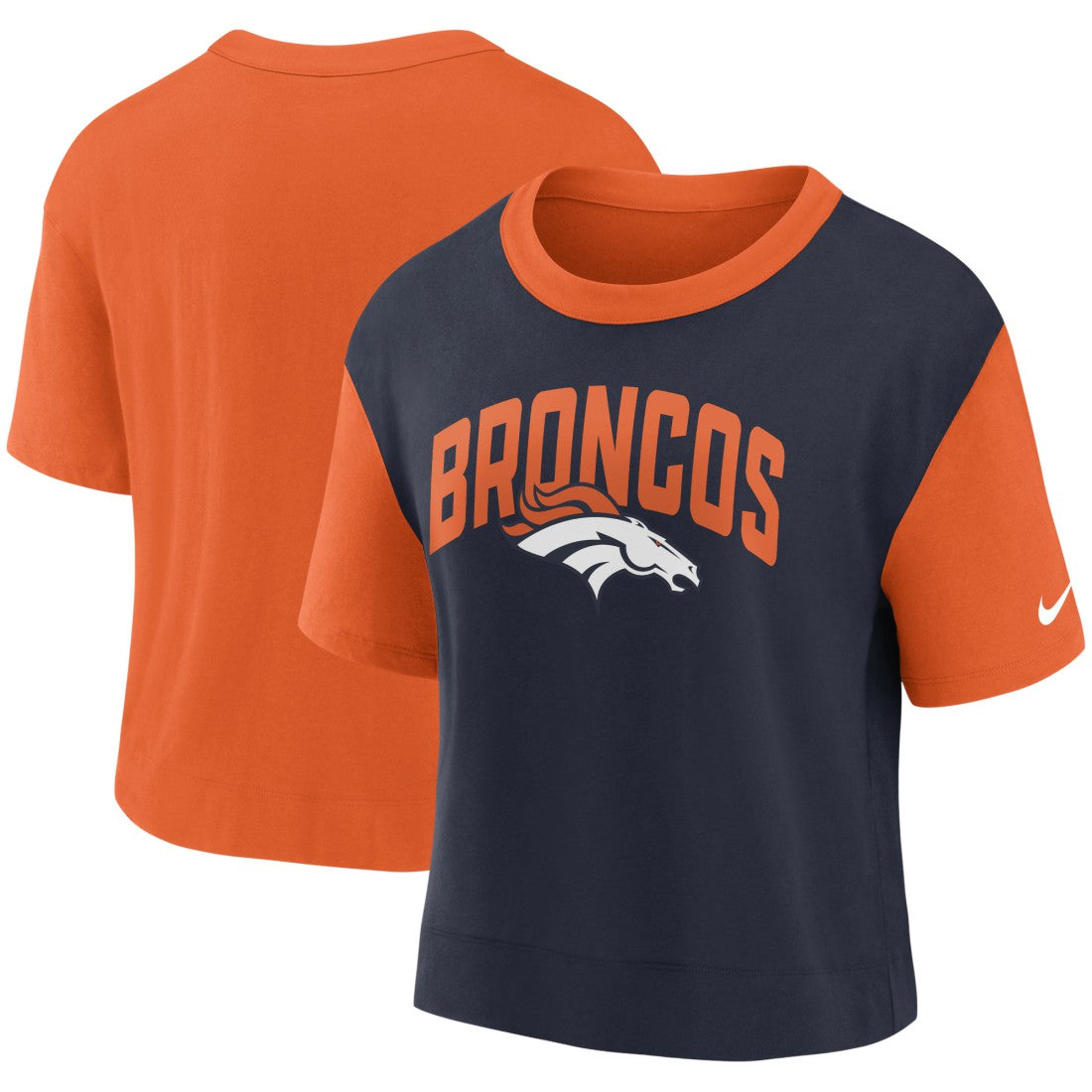 Nike Denver Broncos Women's High Hip Fashion T-Shirt Orange/Navy