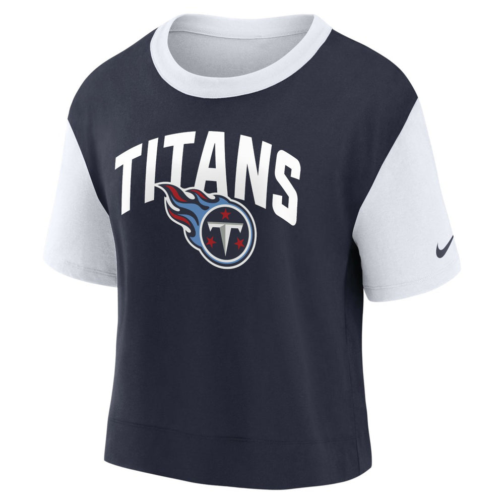 Nike Tennessee Titans Women's High Hip Fashion T-Shirt White/Navy