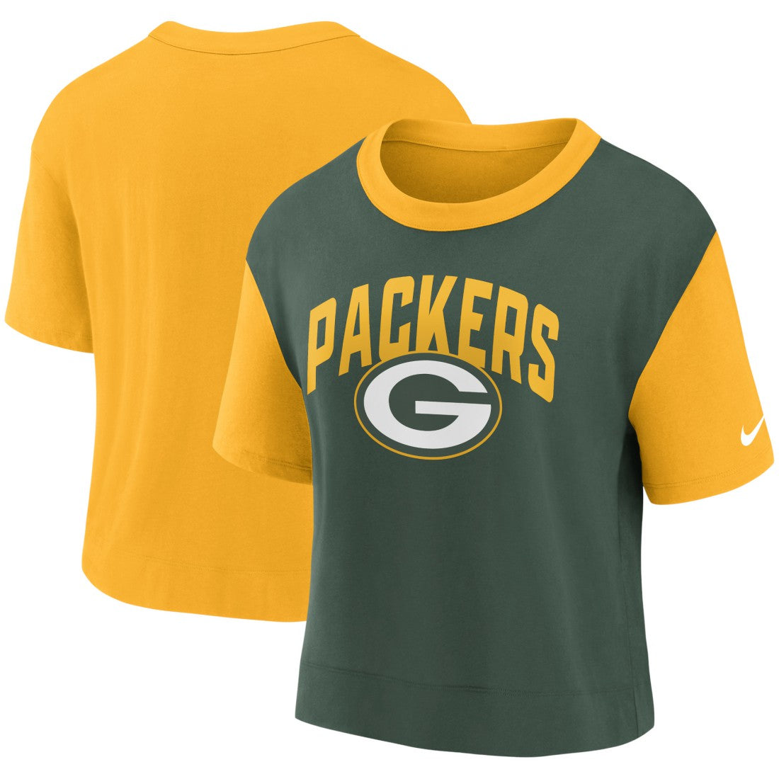 Nike Green Bay Packers Women's High Hip Fashion T-Shirt Gold/Green