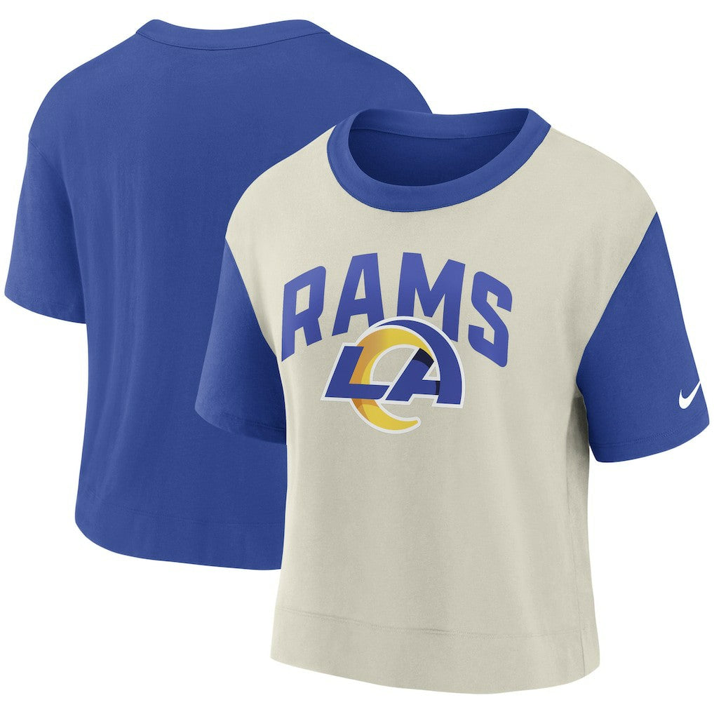Nike Los Angeles Rams Women's High Hip Fashion T-Shirt Royal/Bone