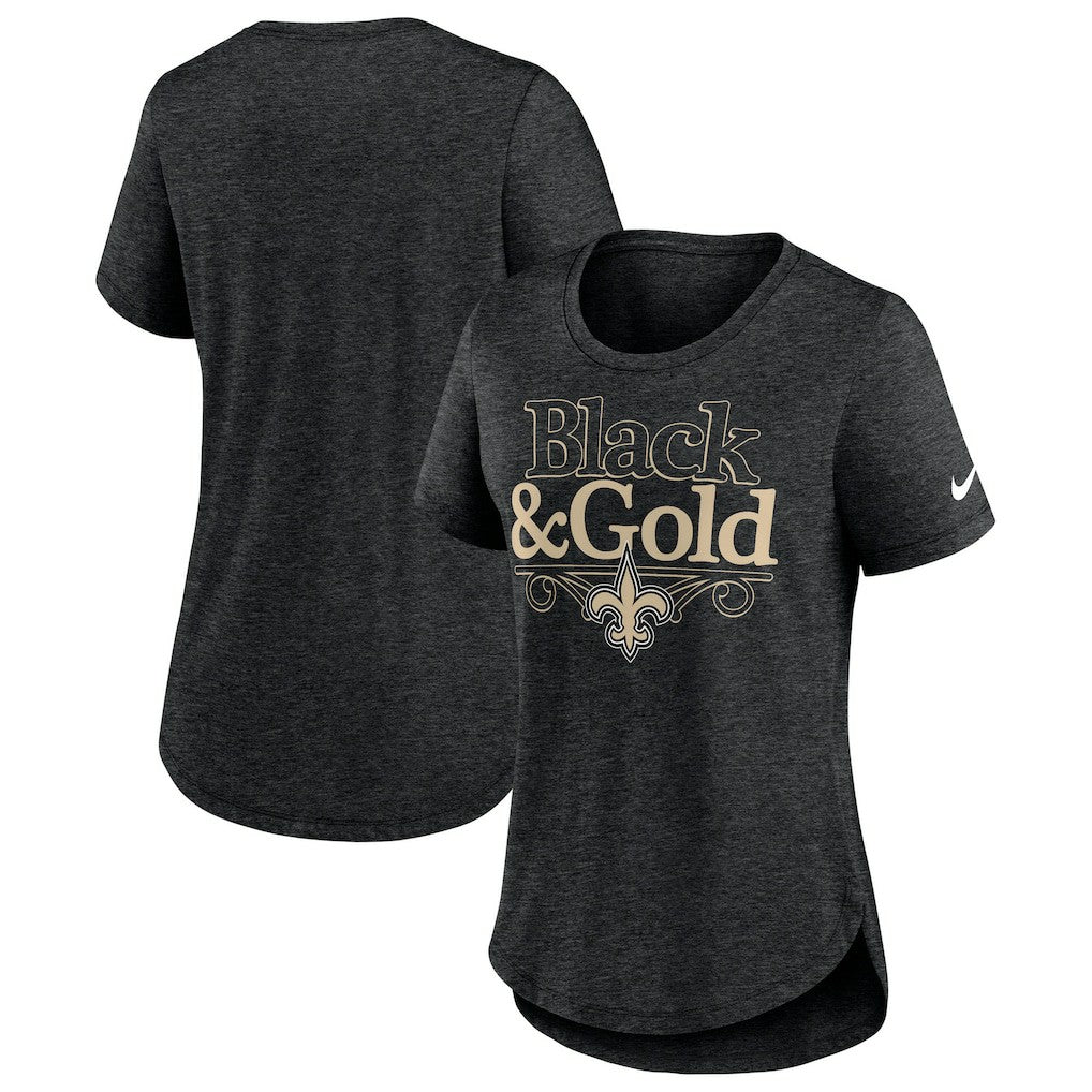 Nike New Orleans Saints Women's Local Fashion Tri-Blend T-Shirt Heather Black