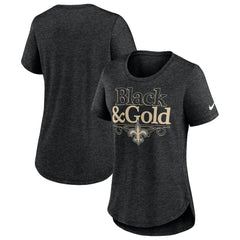 Nike New Orleans Saints Women's Local Fashion Tri-Blend T-Shirt Heather Black