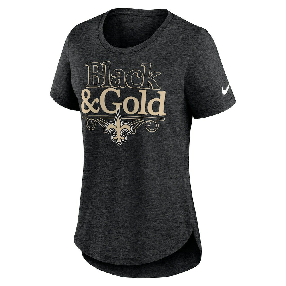 Nike New Orleans Saints Women's Local Fashion Tri-Blend T-Shirt Heather Black