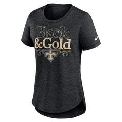 Nike New Orleans Saints Women's Local Fashion Tri-Blend T-Shirt Heather Black
