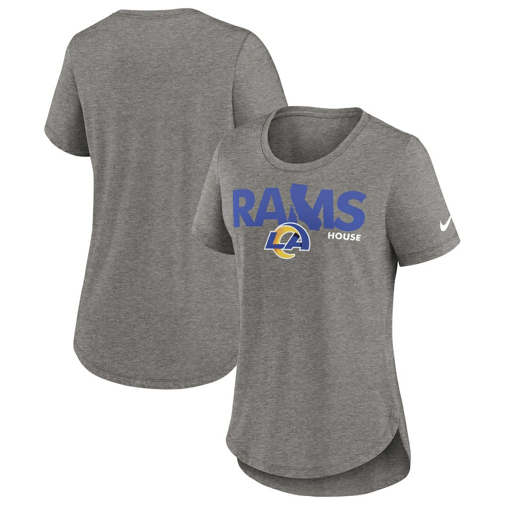 Nike Los Angeles Rams Women's Local Fashion Tri-Blend T-Shirt Heather Charcoal