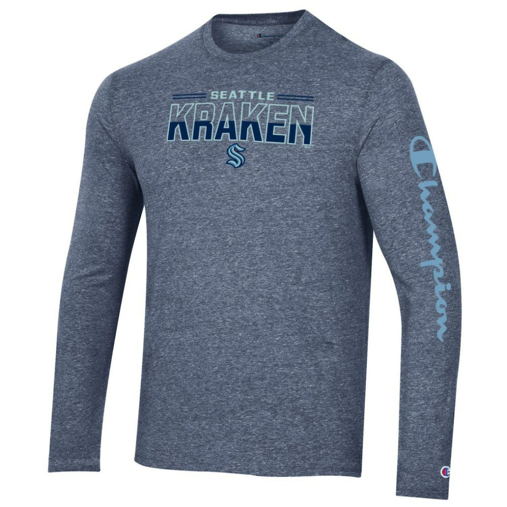 Seattle Kraken Champion Tri-Blend Long Sleeve T-Shirt - Heather Navy - NHL 5020583