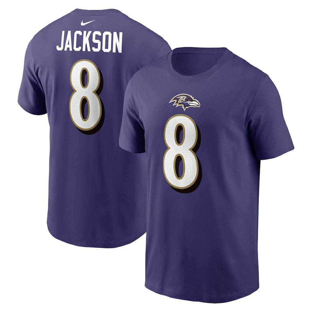 Nike Lamar Jackson Baltimore Ravens Player Name & Number T-Shirt Purple