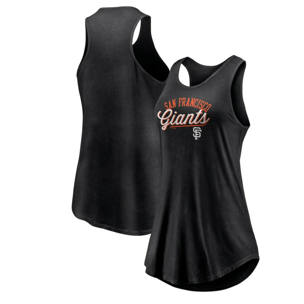 San Francisco Giants Fanatics Women's Simplicity Swing Racerback Scoop Neck Tank Top - Black - Fanatics on Sale