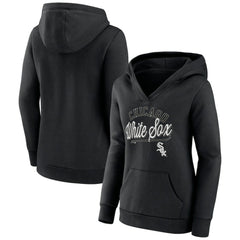 Chicago White Sox Fanatics Women's Simplicity Crossover V-Neck Pullover Hoodie - Black - Fanatics Discount